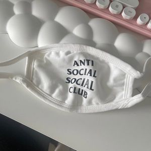Anti social social club face mask in white